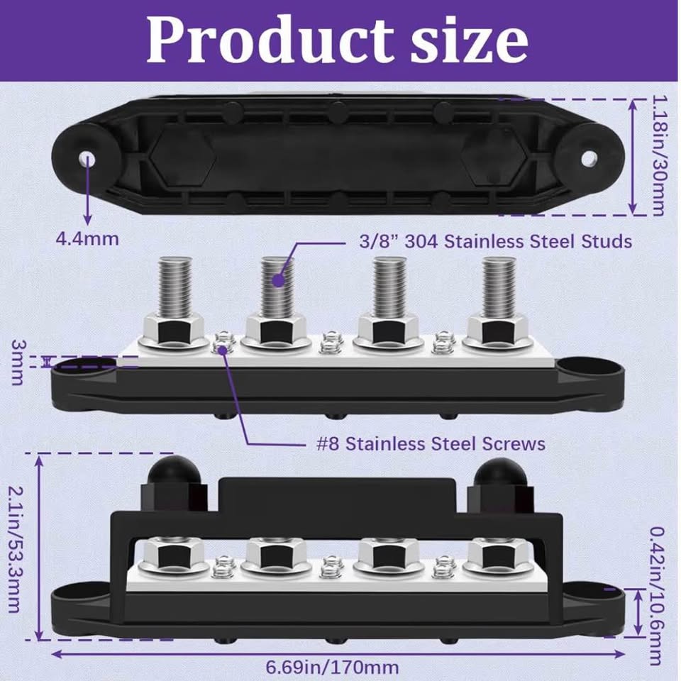 250A 12V Bus Bar Marine Power Distribution