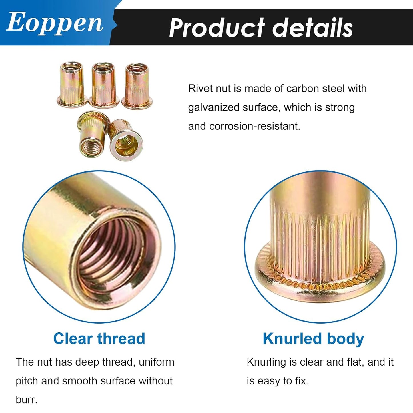 500Pcs SAE & Metric Rivet Nuts Assortment Kit