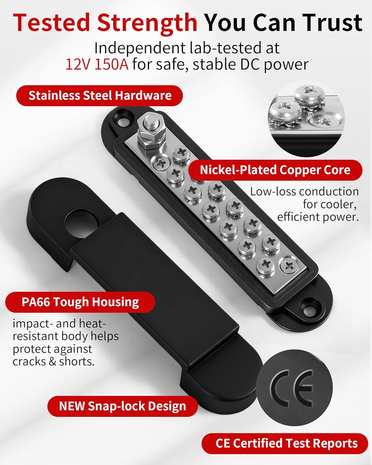 Bus Bar 12V 150A Power Distribution Block