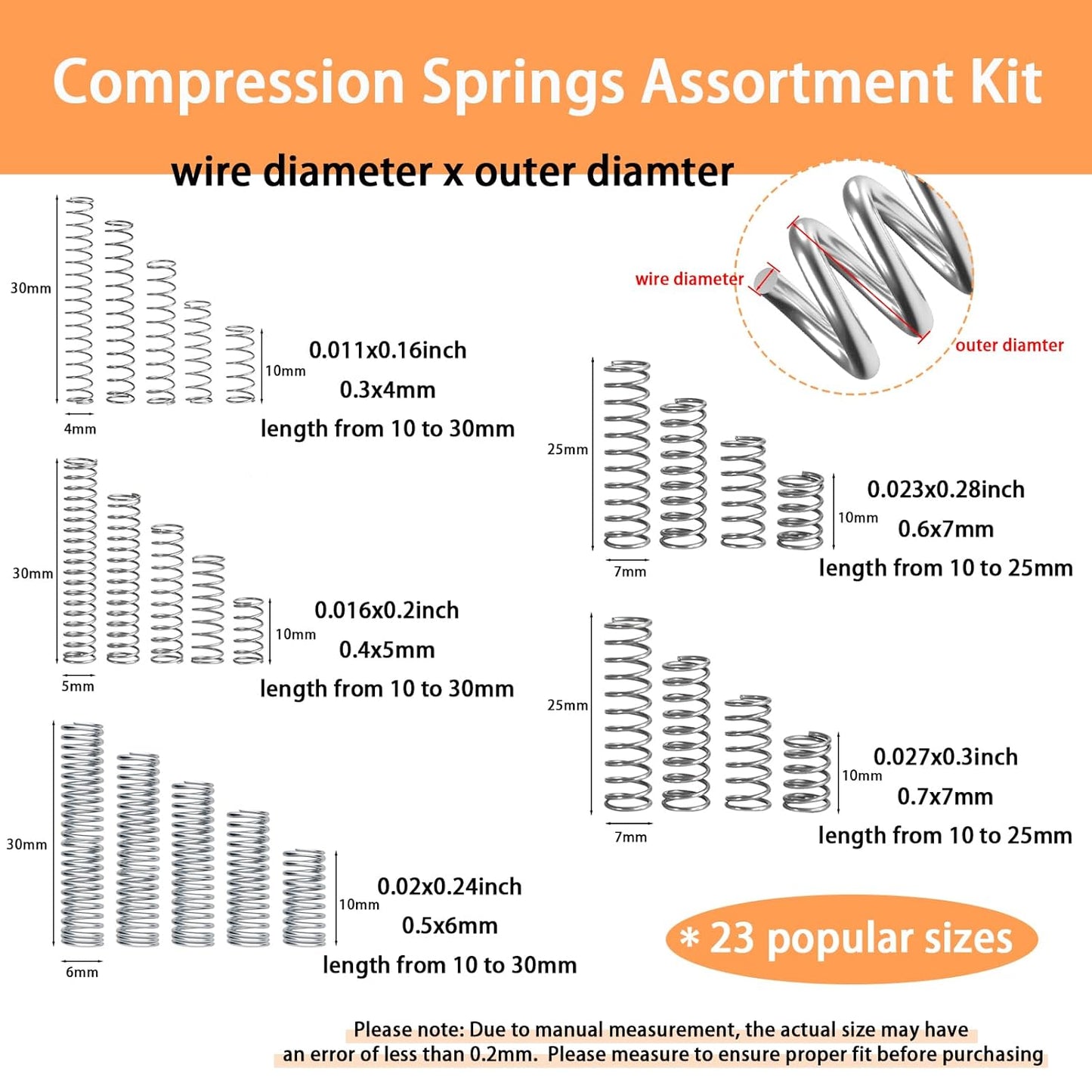 300PCS Compression Springs Assortment Kit