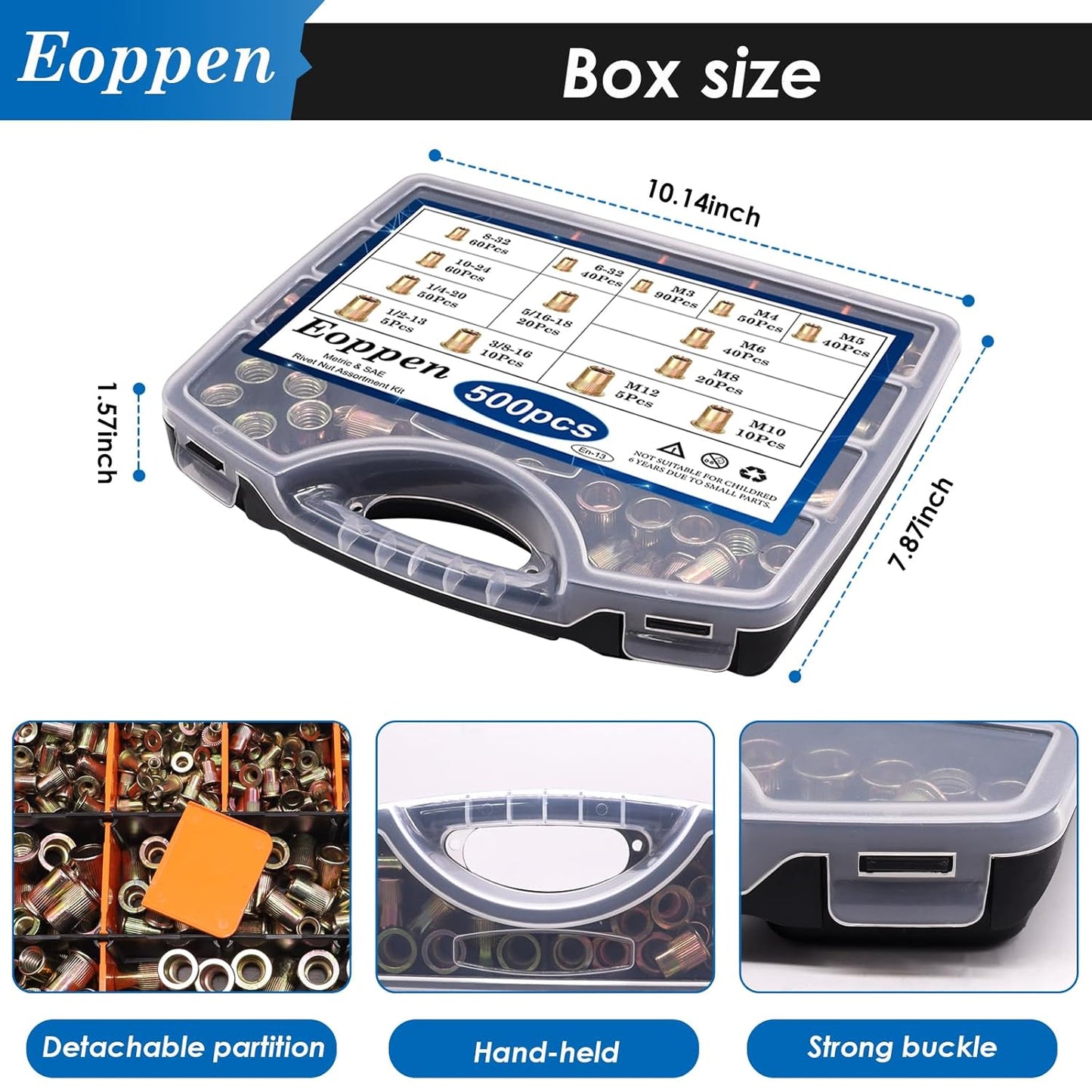 500Pcs SAE & Metric Rivet Nuts Assortment Kit