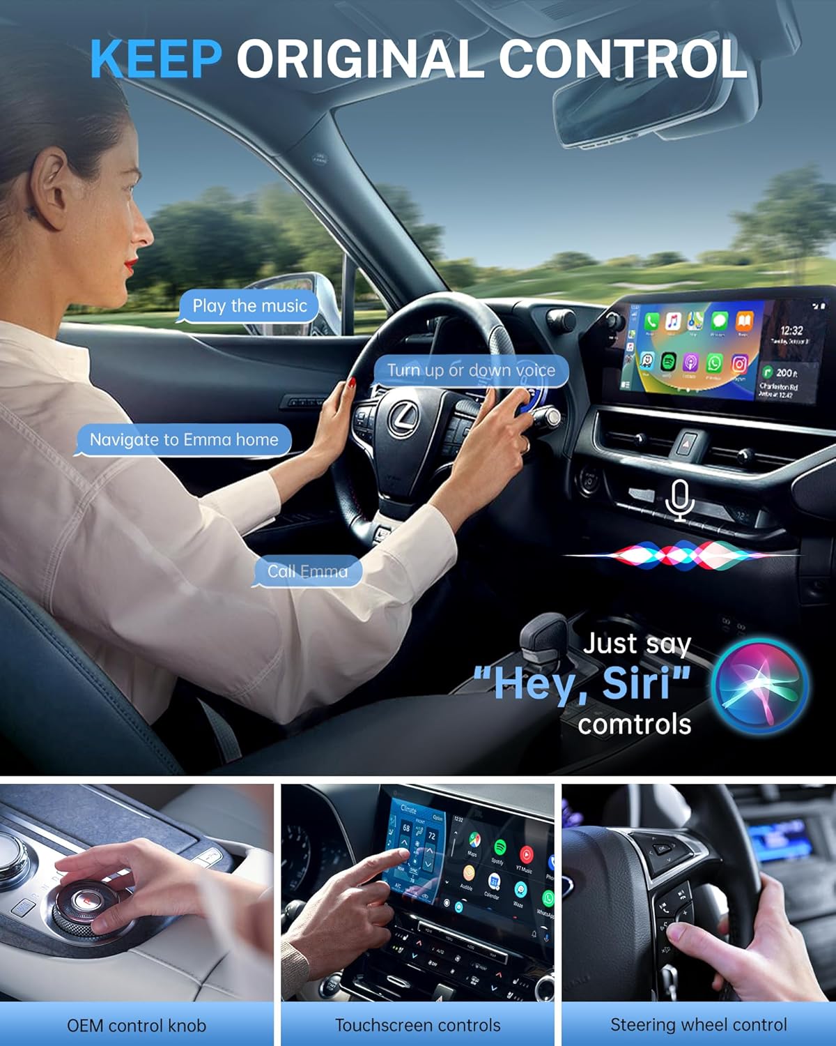 Jemluse Wireless CarPlay Adapter for Apple iPhone