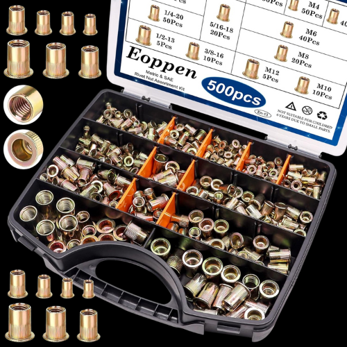 500Pcs SAE & Metric Rivet Nuts Assortment Kit